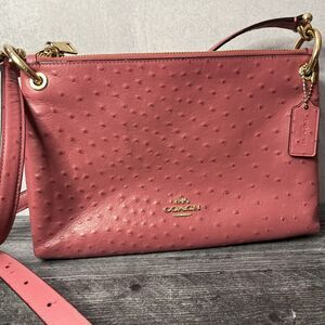 Pink Ostrich Embossed Coach Mia Preowned